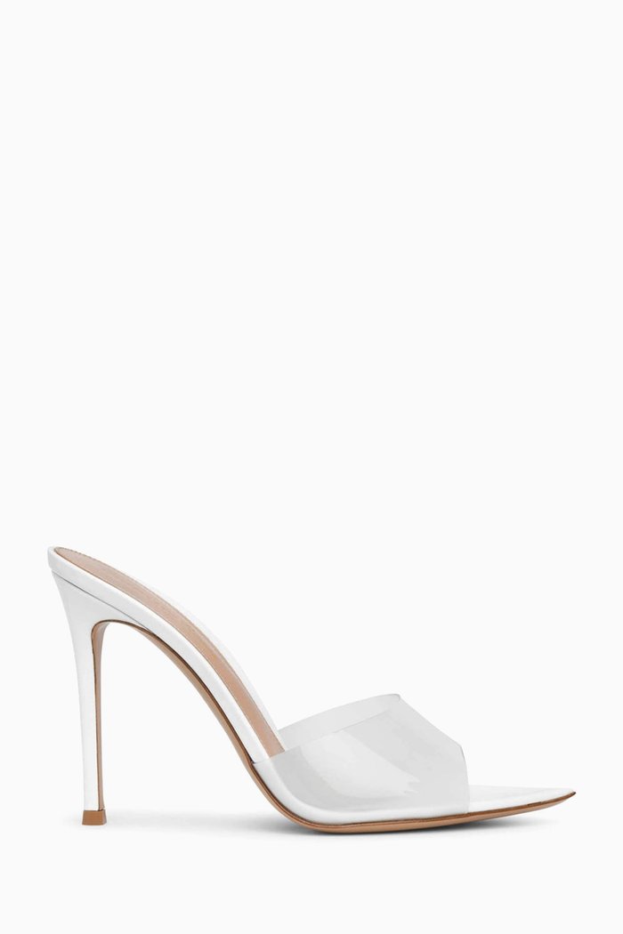 

Elle 105 Mules in Patent Leather & Plexi, White