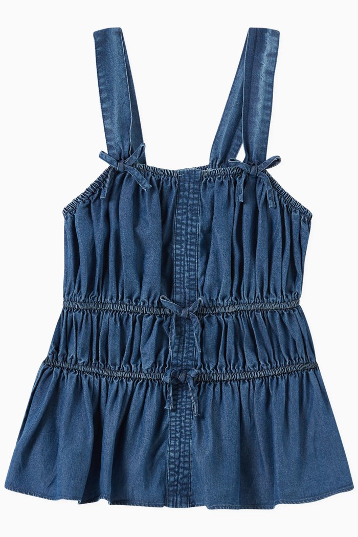 

Ruched Top in Lyocell, Blue