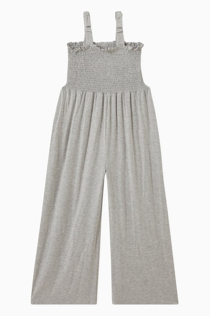 

Smocked Romper in Soft Jersey, Grey
