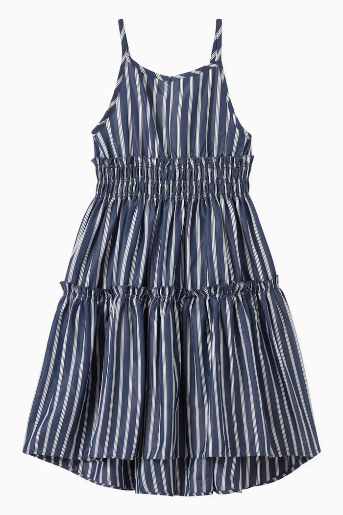 

Strappy Smocked Dress, Blue