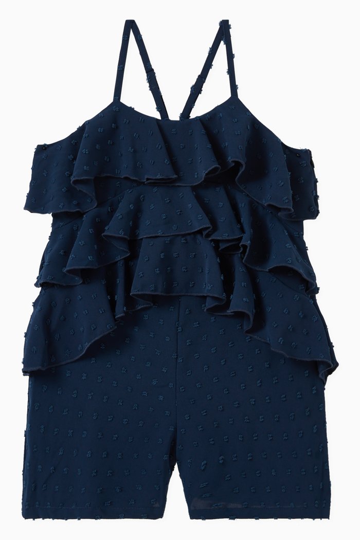 

Ruffle Romper in Crepe, Blue