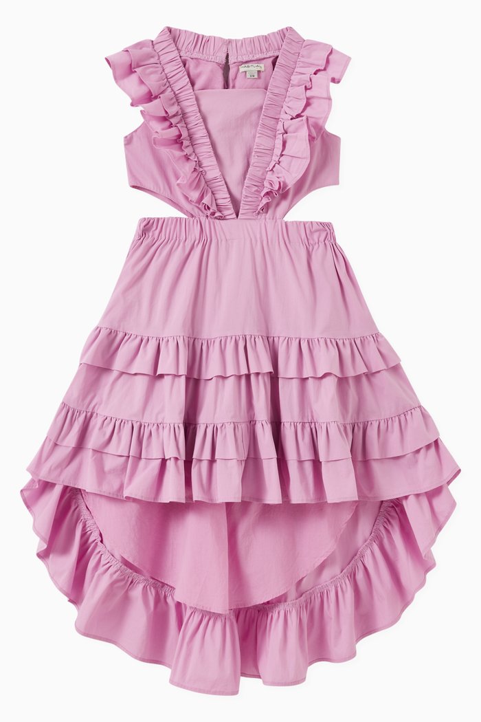 

High Low Ruffle Maxi Dress, Purple