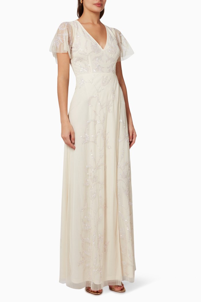 

V-Neck Wrap Maxi Dress, White