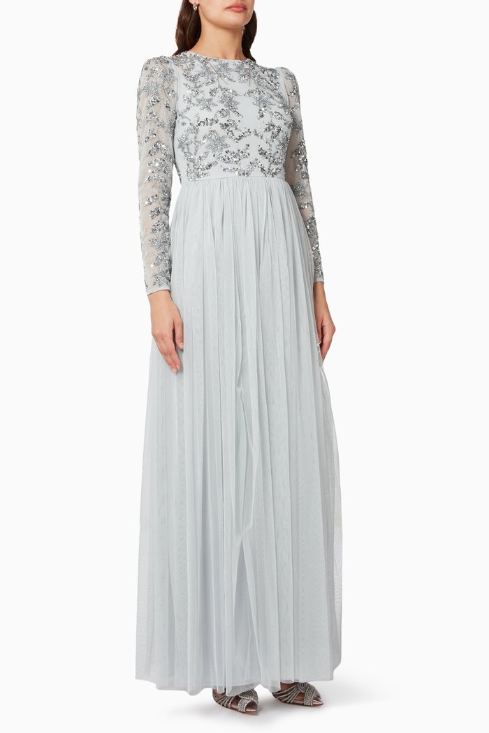 

Floral Embellished Maxi Dress, Blue