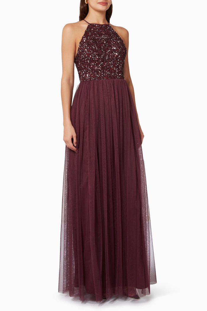 

Halterneck Maxi Dress, Purple