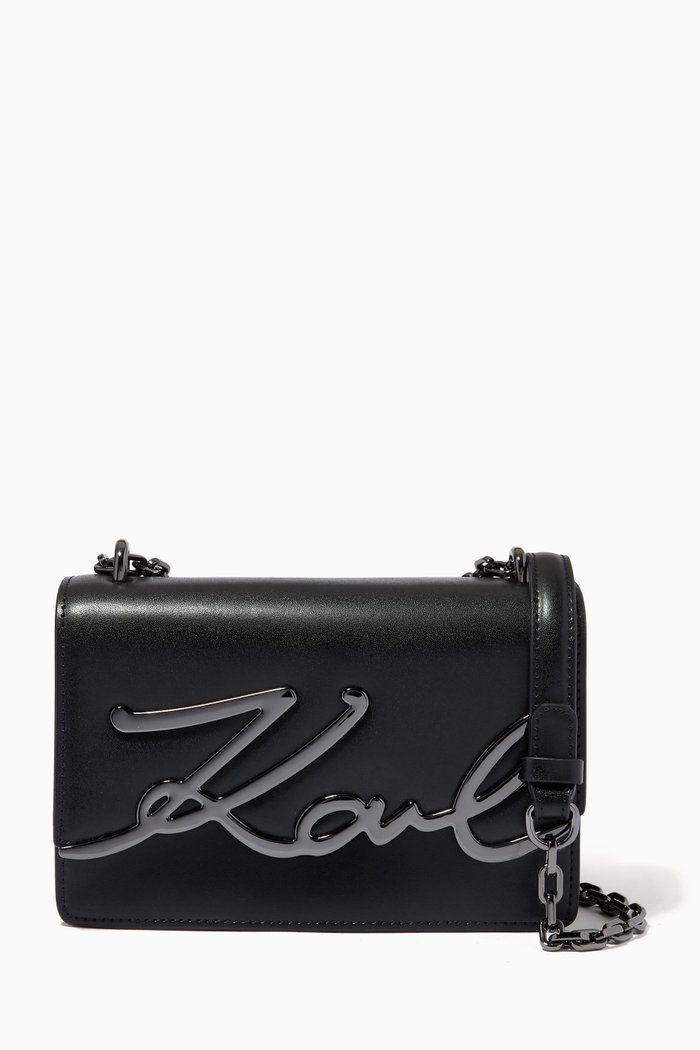 K/Signature Small Shoulder Bag in Leather, Multicolour