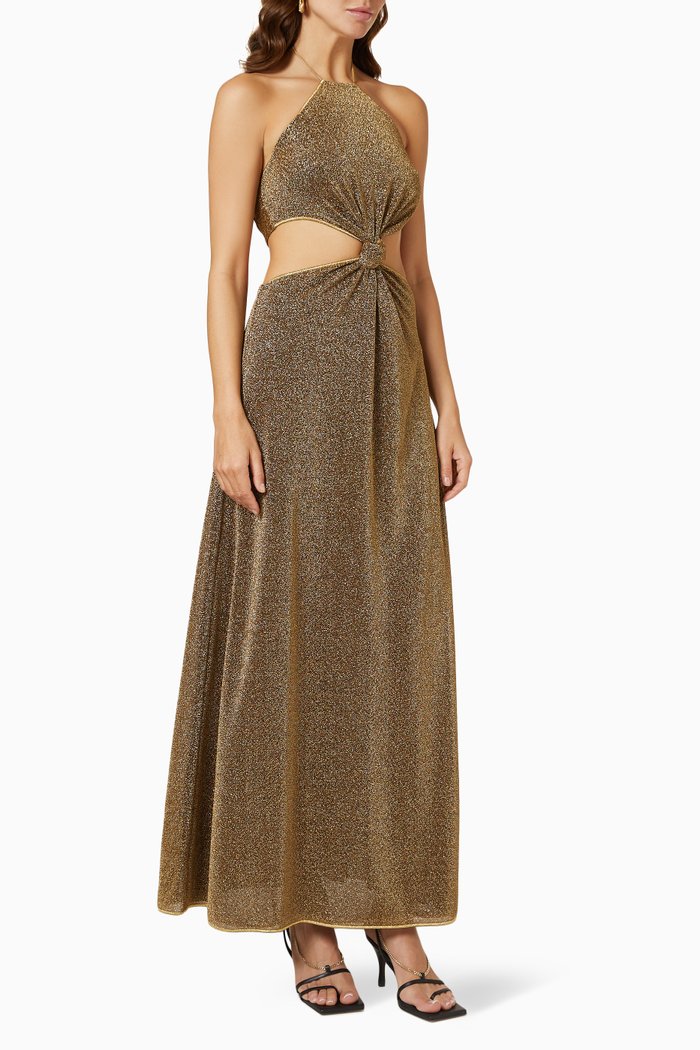 

Lumiere Knotted Dress in Stretch Lurex, Gold