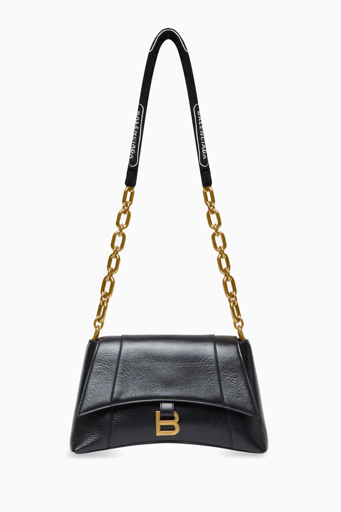 

Downtown Small Shoulder Bag with Chain in Calfskin, Black