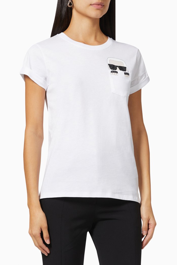 

Ikonik Karl Pocket T-shirt in Cotton Jersey, White