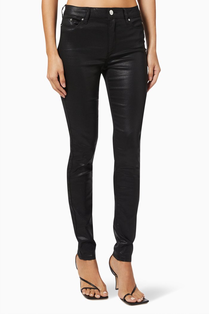 Skinny Jeans in Metallic Denim, Black