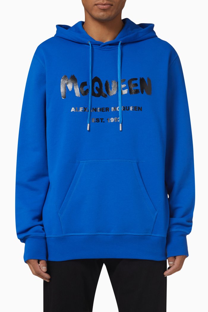 

Graffiti Logo Sweatshirt in Cotton Blend, Blue