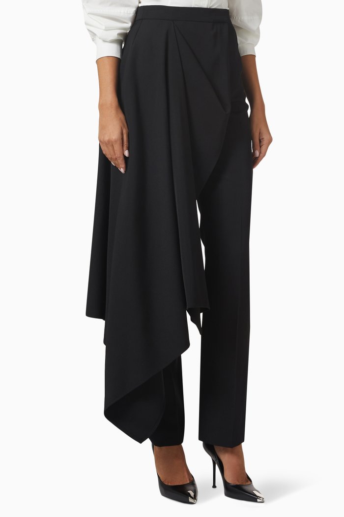 Barathea Draped Pants in Barathea Wool, Black