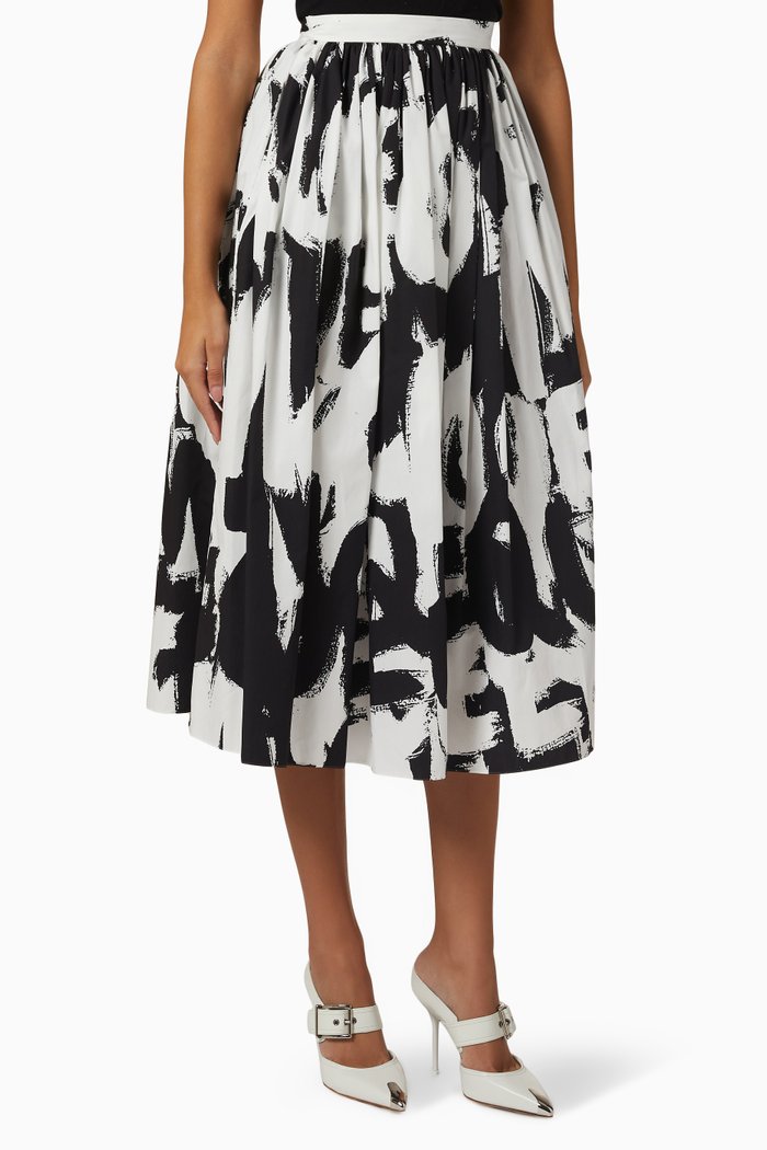

Graffiti Pleated Skirt in Polyfaille, White