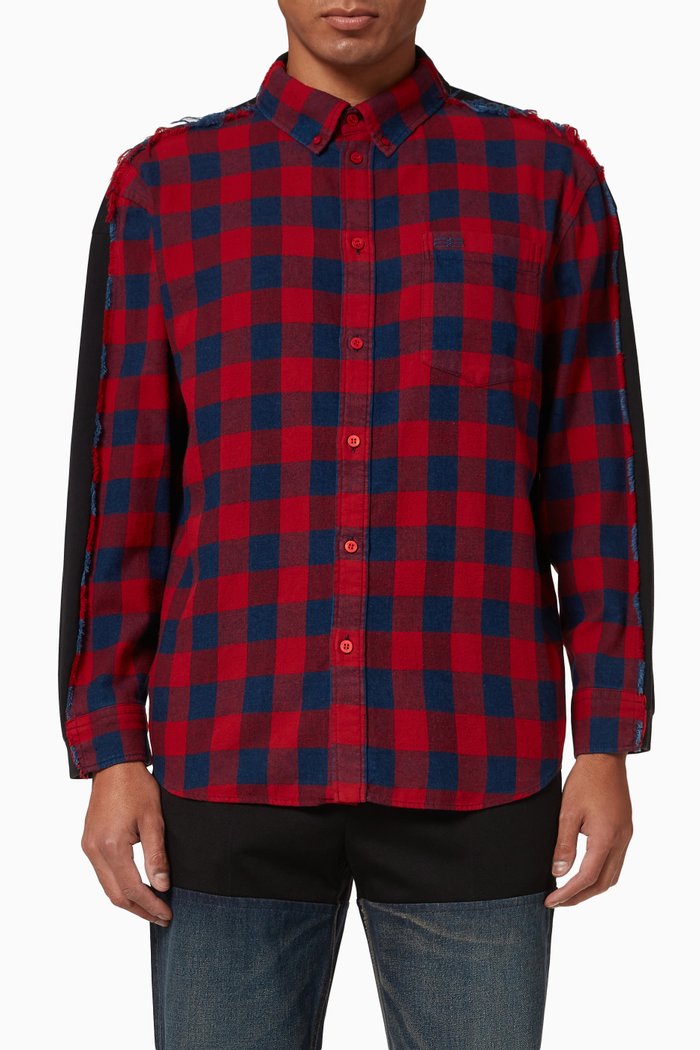 

BB Icon Patched Shirt in Checkered Cotton, Red