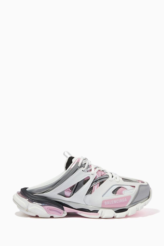 Track Mules in Mesh & Nylon, White