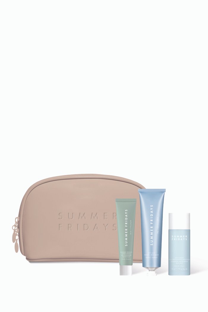 

Skincare Regimen Set with Full Size Jet Lag Mask, Multicolour