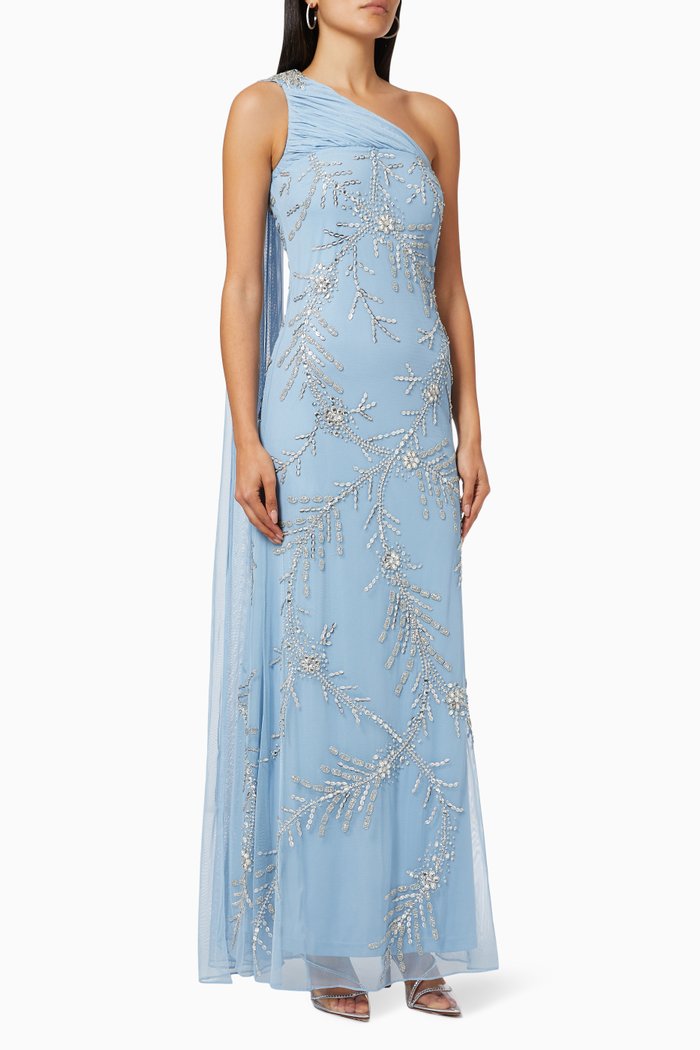

Embellished Cape Gown, Blue