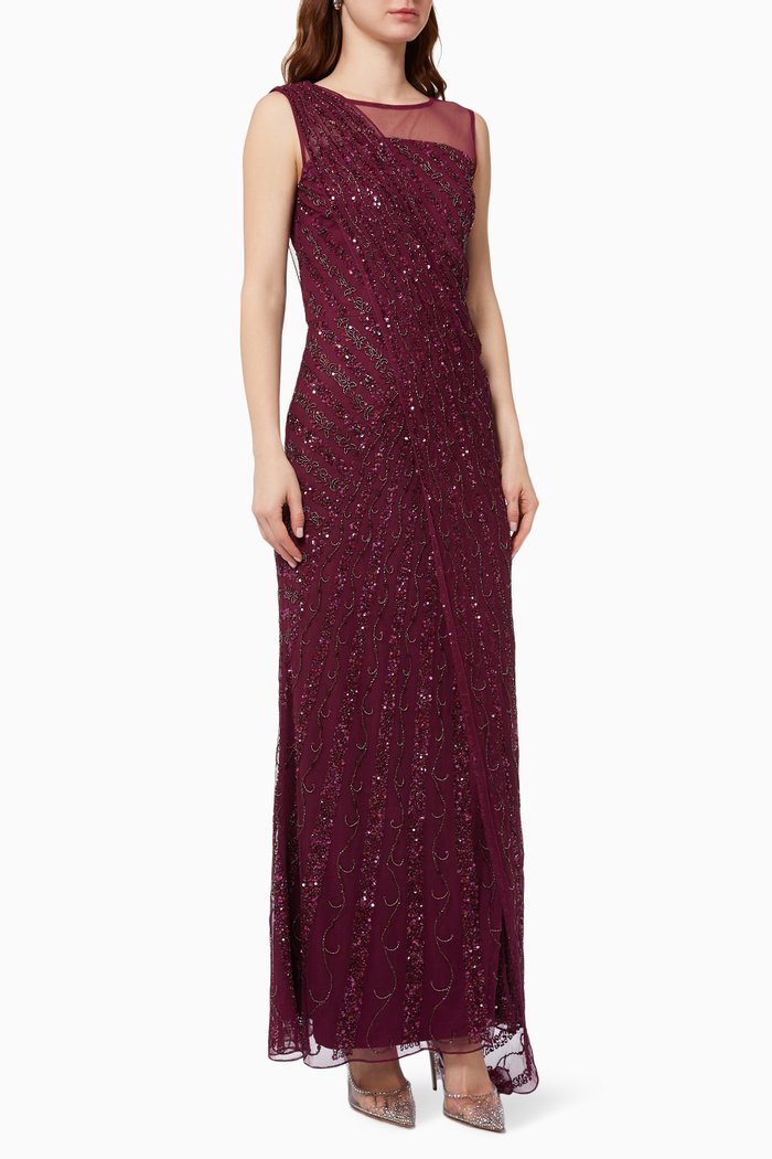 

Embellished Cape Gown, Purple