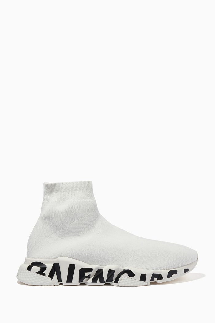 Speed Graffiti Sneakers in Jacquard Knit, White