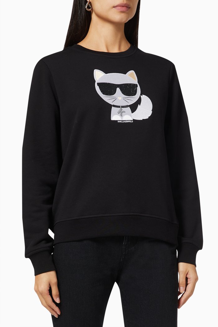 

Ikonik Choupette Sweatshirt in Cotton Jersey, Black
