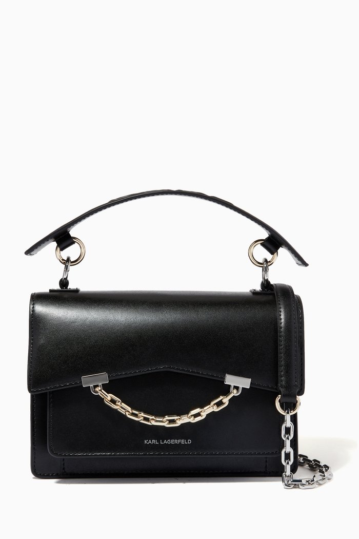

K/Karl Seven Shoulder Bag in Leather, Black