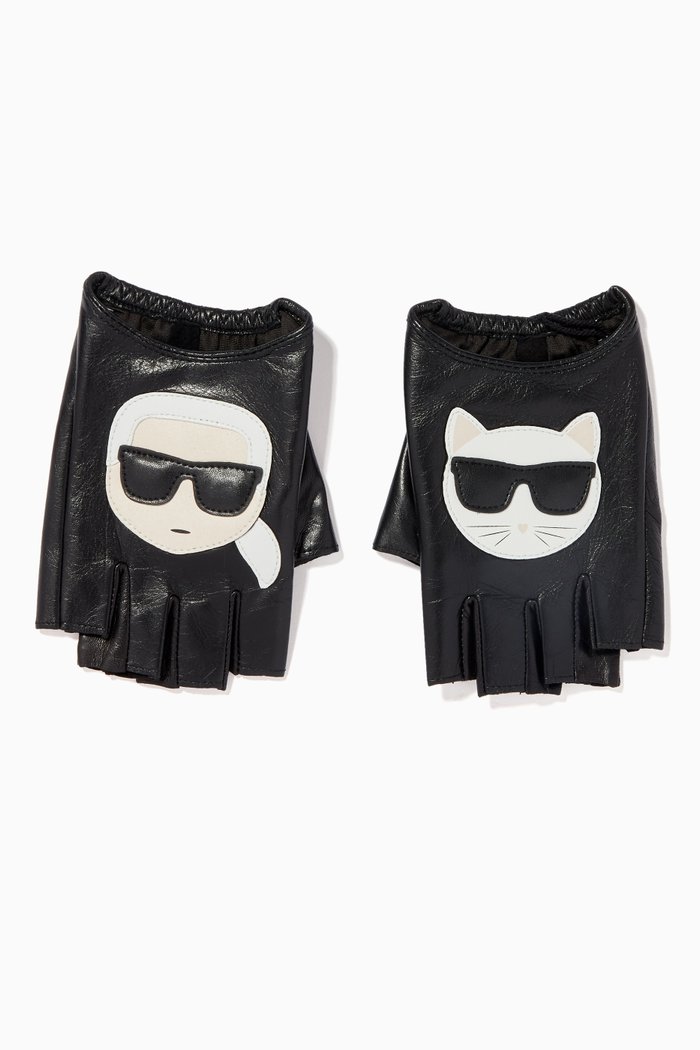 

K/Ikonik Choupette Gloves in Leather, Black