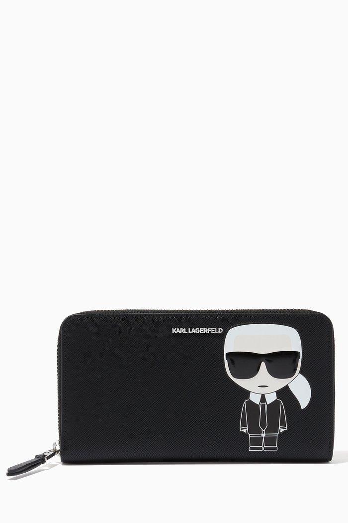 

K/Ikonik Zip Wallet in Leather, Black