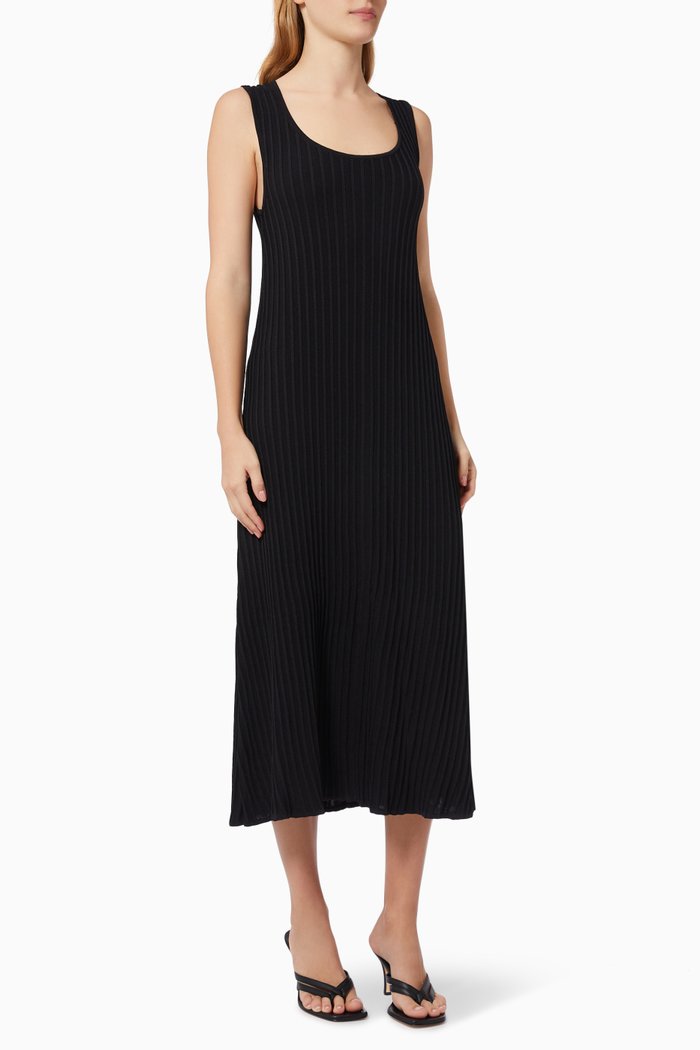 

The Before Dawn Dress in Ribbed Viscose Knit, Black