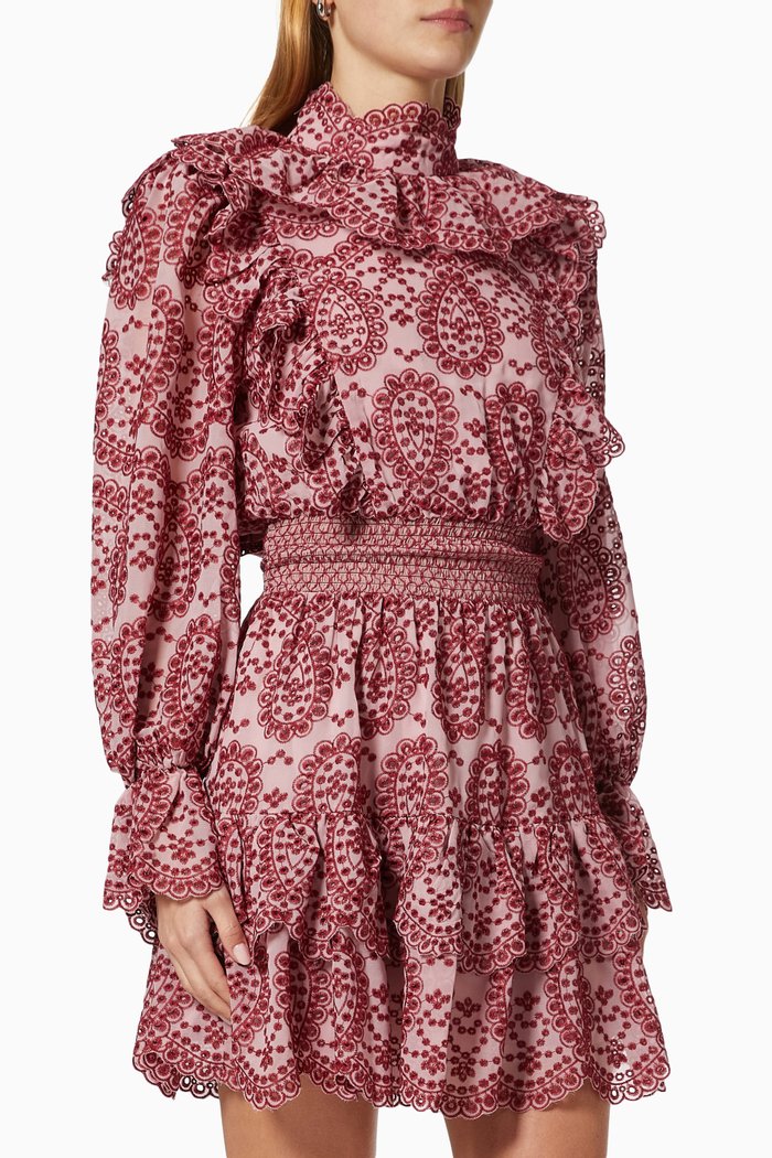 

Alexia Embroidered Dress, Burgundy