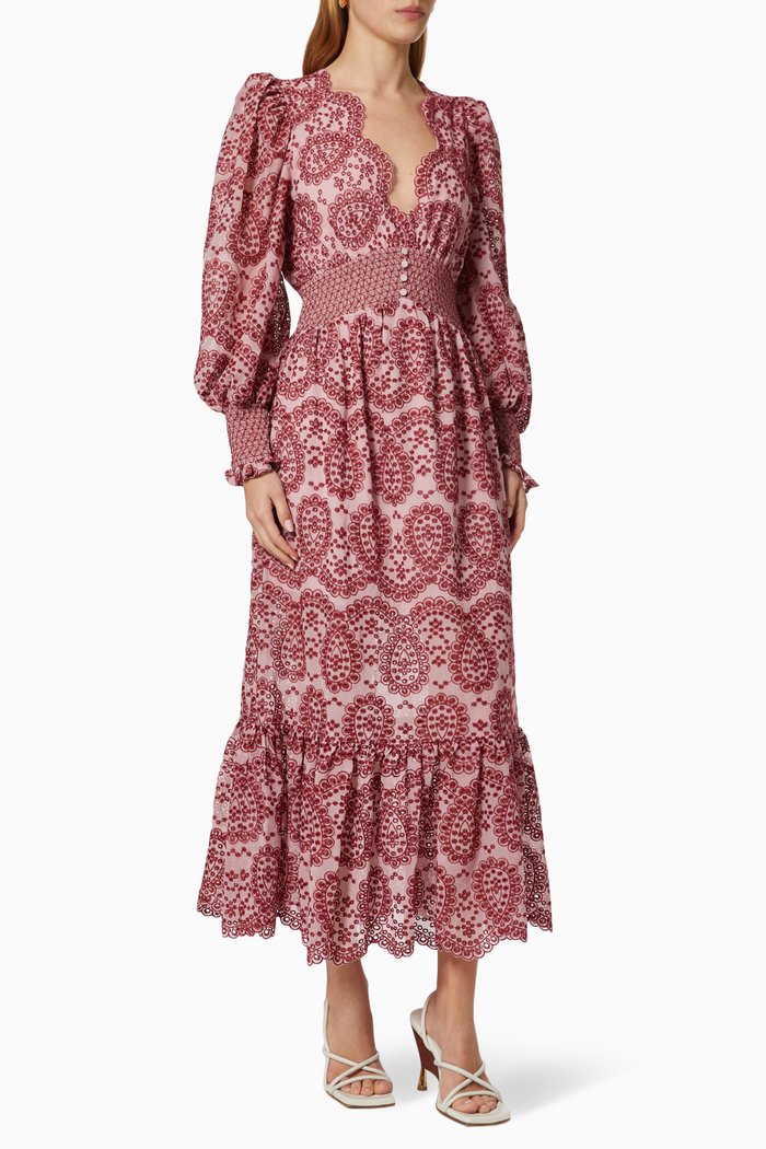 

Raya Embroidered Dress, Burgundy