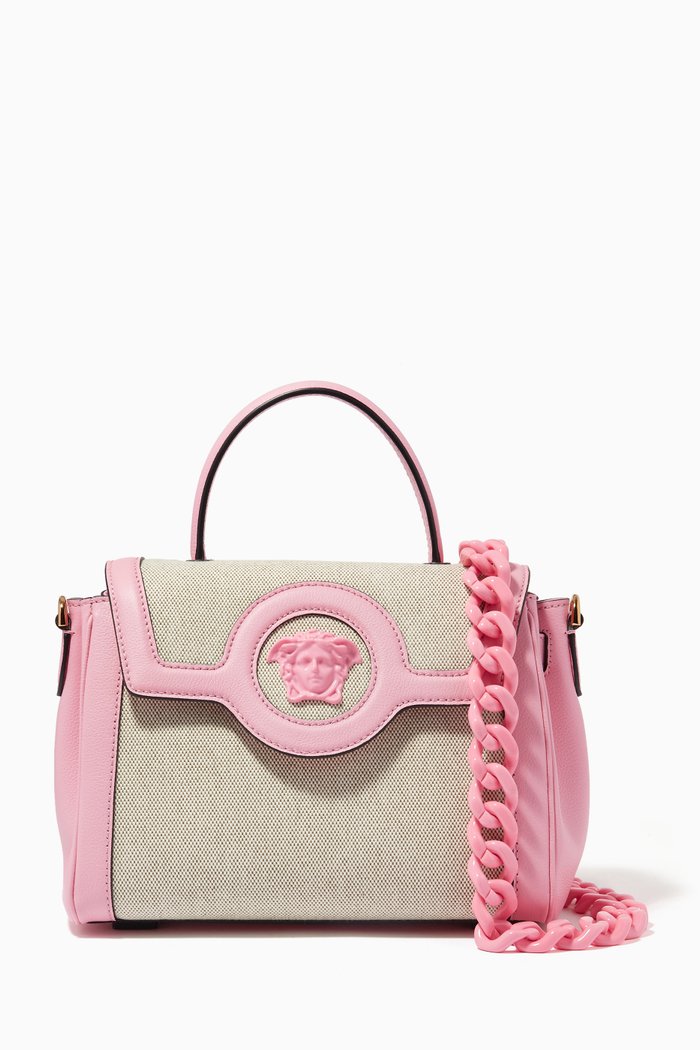 

La Medusa Small Top Handle Bag in Canvas & Leather, Pink