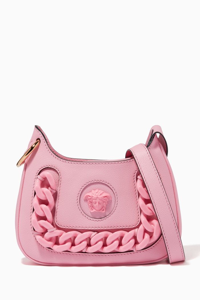 

La Medusa Mini Hobo Bag in Calf Leather, Pink