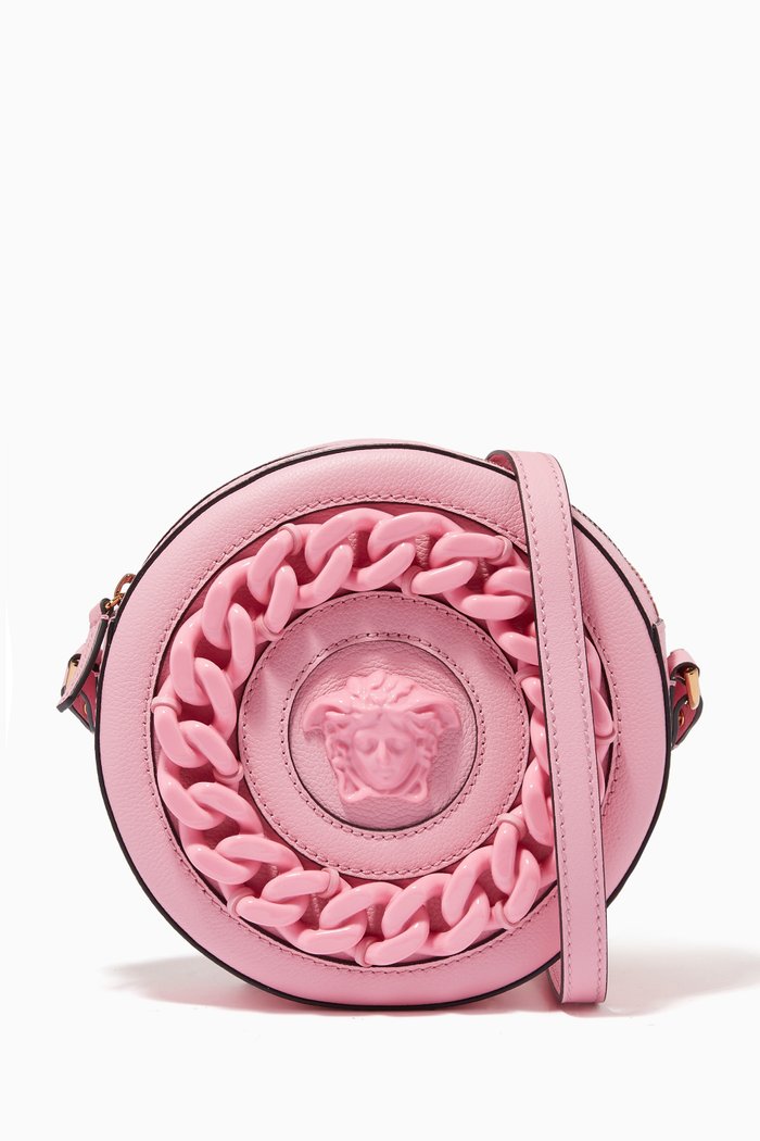 

La Medusa Round Camera Bag in Leather, Pink