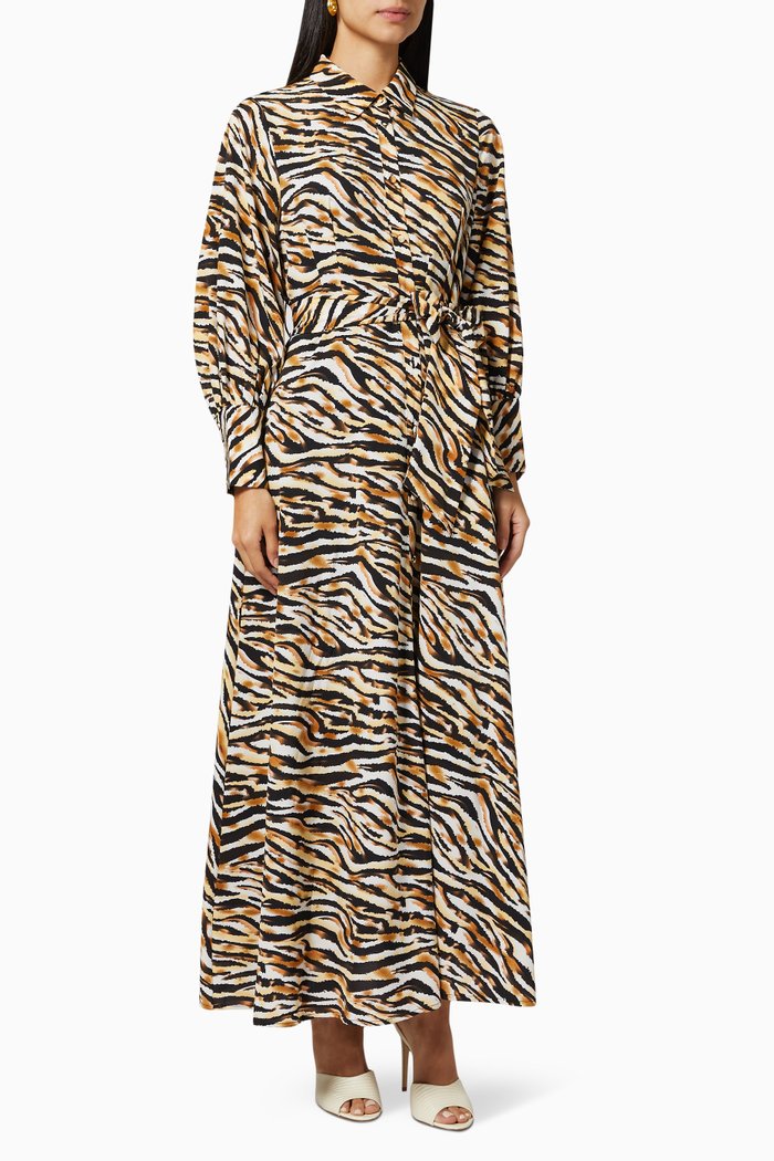 

Zebra Print Shirt Dress, Black