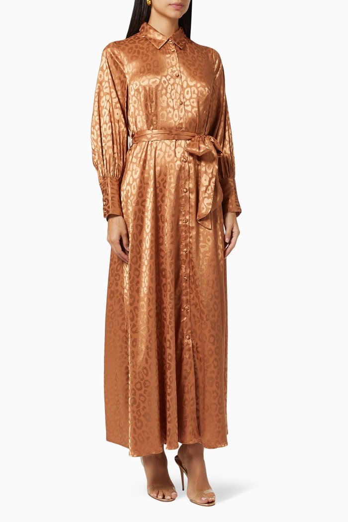 

Desert Shirt Dress in Satin, Brown