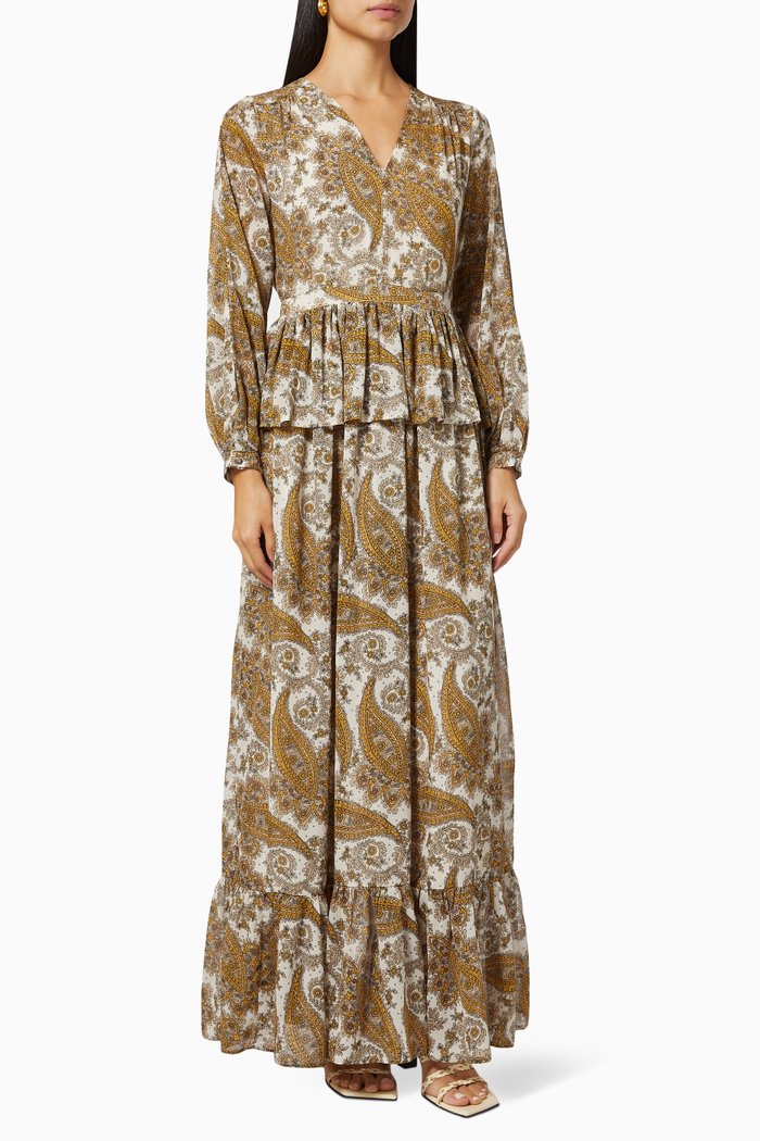 

Goldie Peplum Maxi Dress, Brown