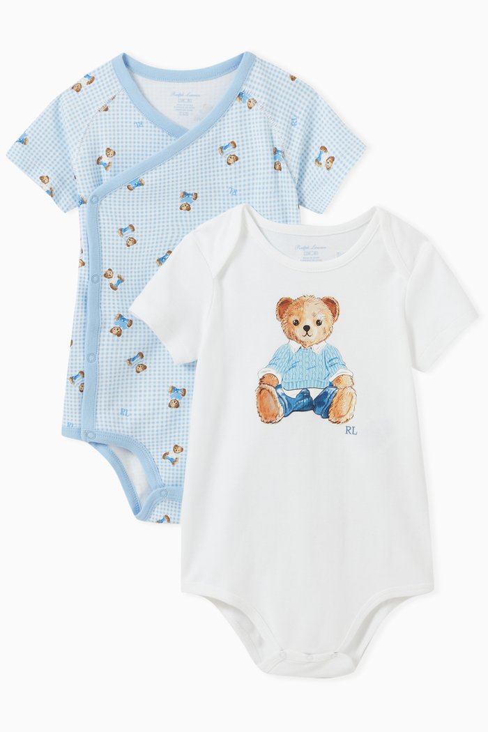 

Teddy Bear Bodysuit Set in Cotton, Blue