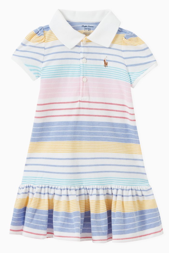 

Multi Stripe Polo Dress & Bloomers in Cotton Piqué, Multicolour