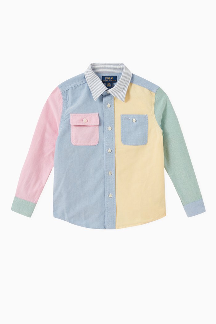 Colourblock Shirt in Poplin, Multicolour