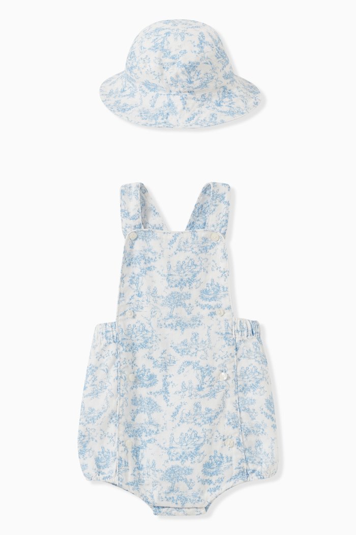 

All-over Print Bubble Jumper Set in Cotton, Blue