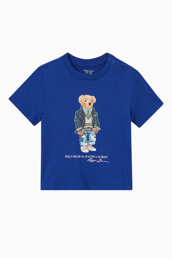

Polo Bear Print T-shirt in Cotton, Blue