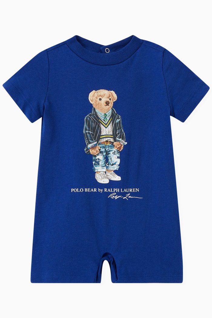 

Polo Bear Romper in Cotton, Blue