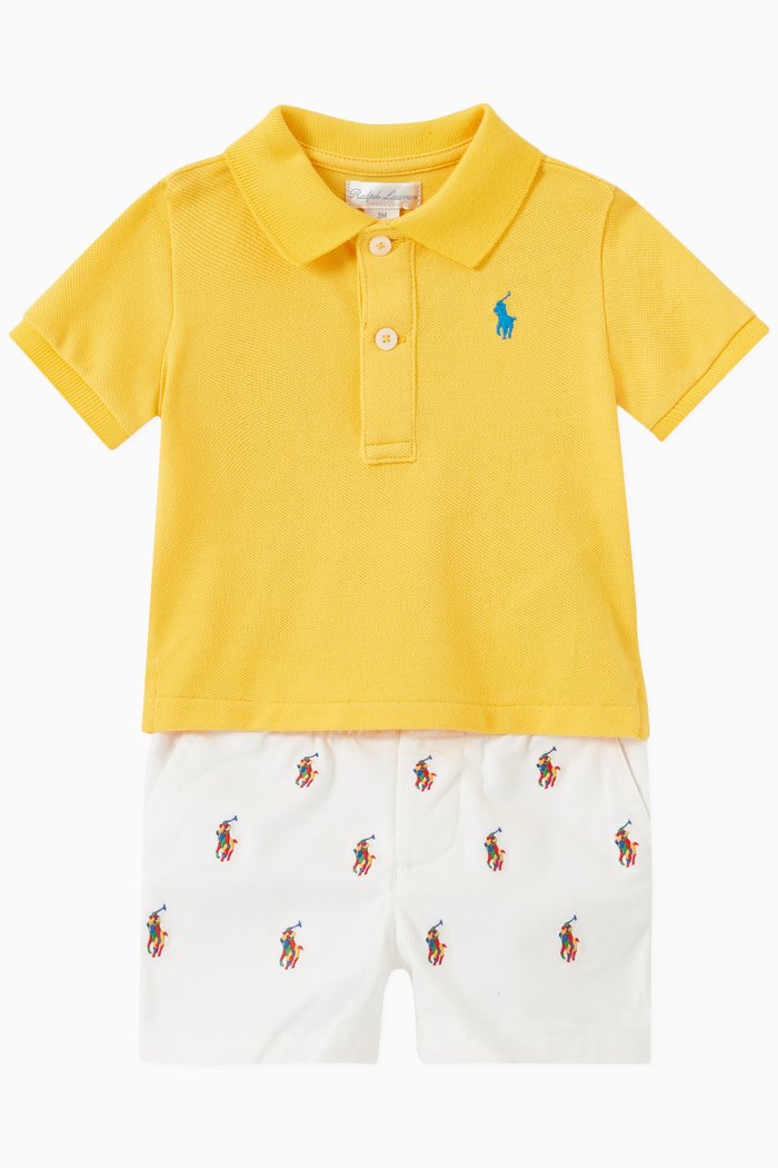 

Polo and Shorts in Cotton, Set of Two, Yellow