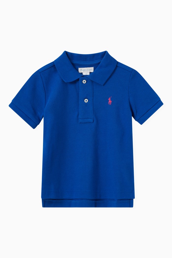 

Basic Polo Shirt in Cotton, Blue
