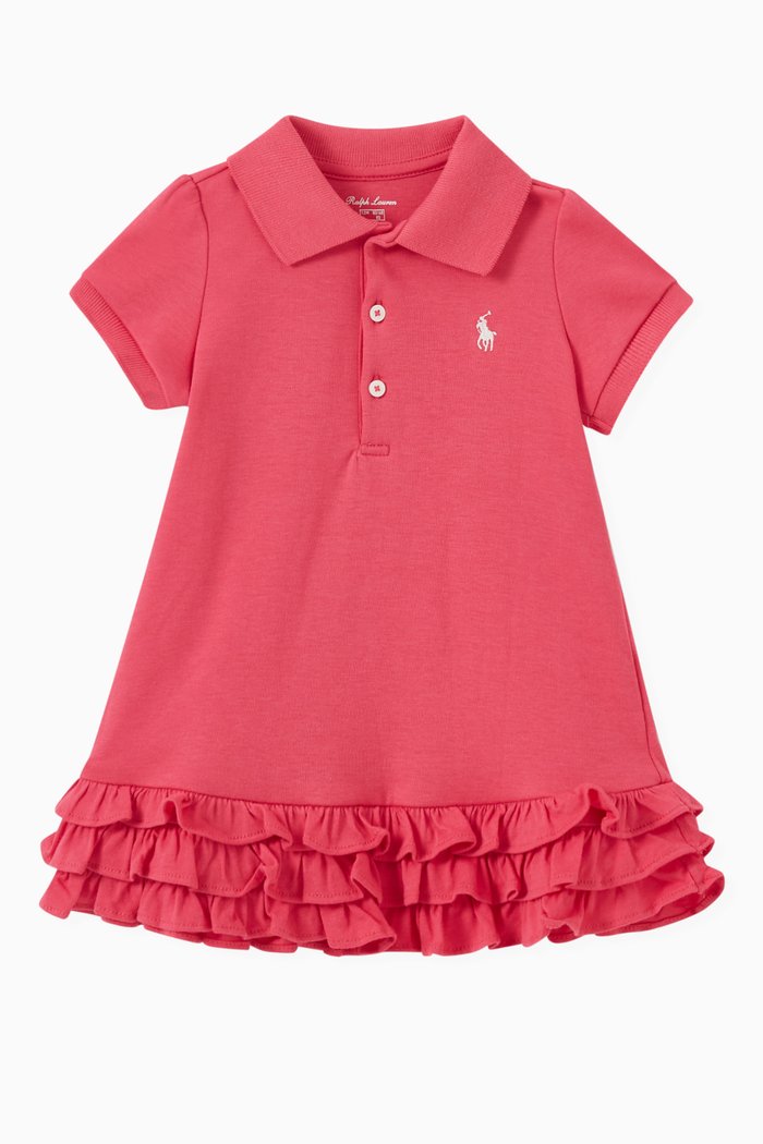 Ruffled Polo Dress with Bloomers in Cotton, Pink