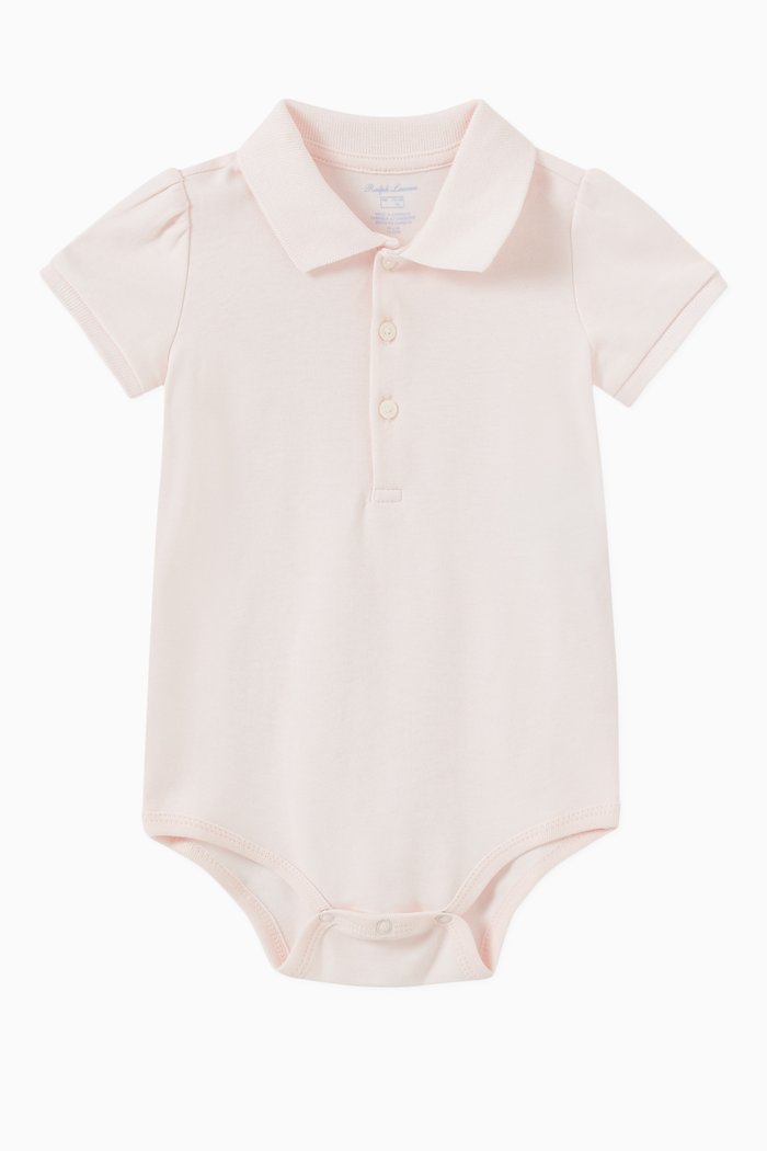 

Polo Bodysuit in Cotton Pique, Pink