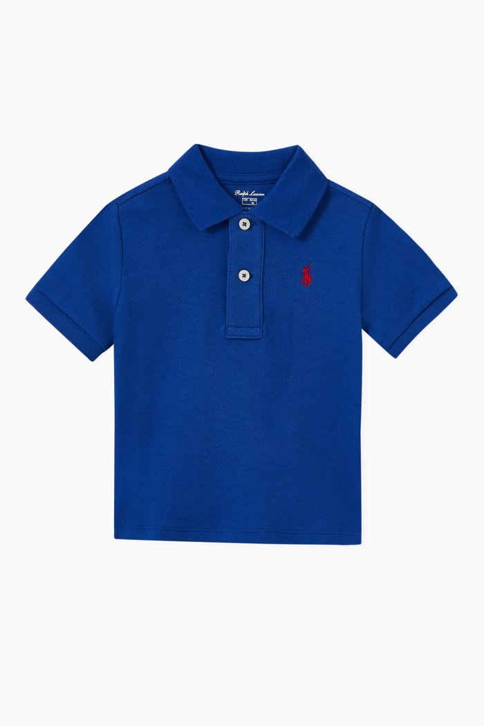 Logo Polo Shirt in Cotton, Blue