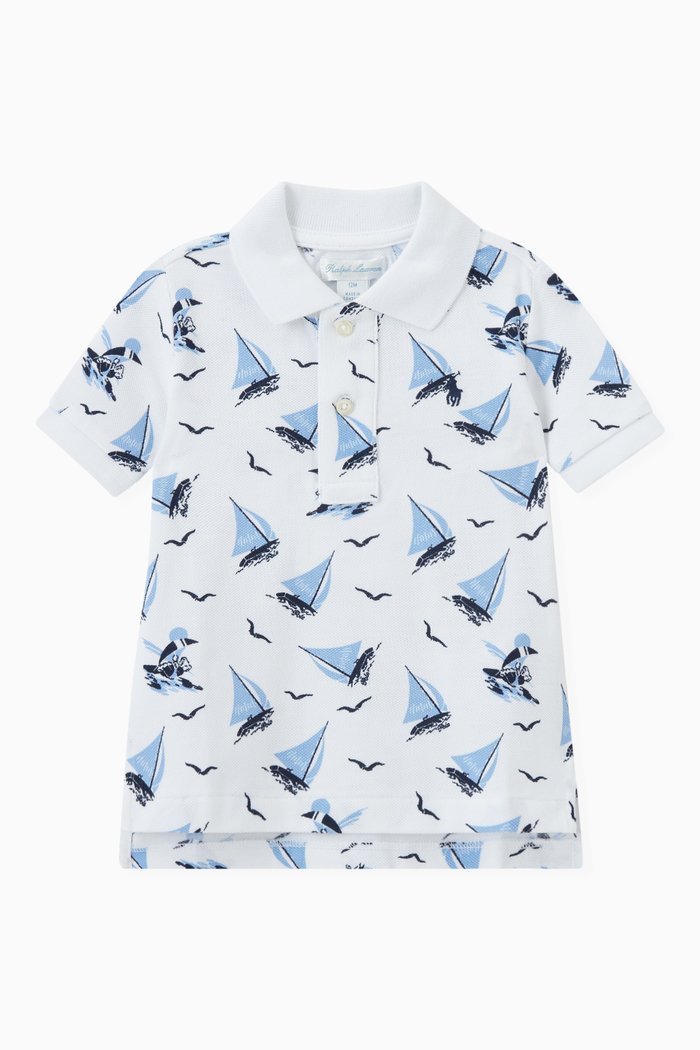 

Nautical Polo Shirt in Cotton, White