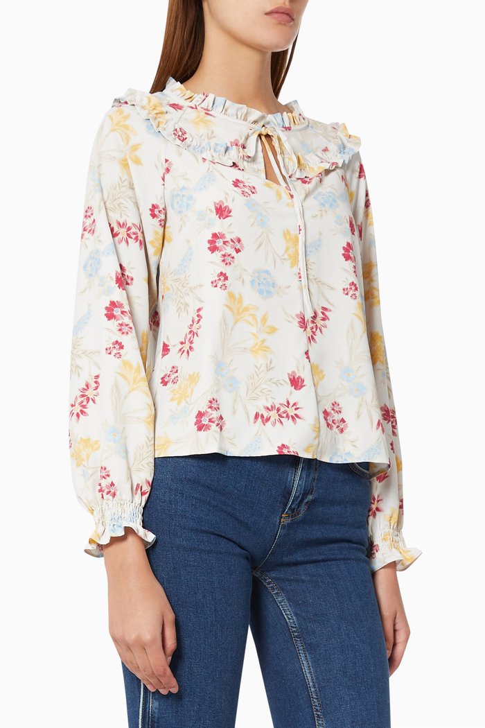 

Biscroma Floral Blouse in Crêpe de Chine, Neutral