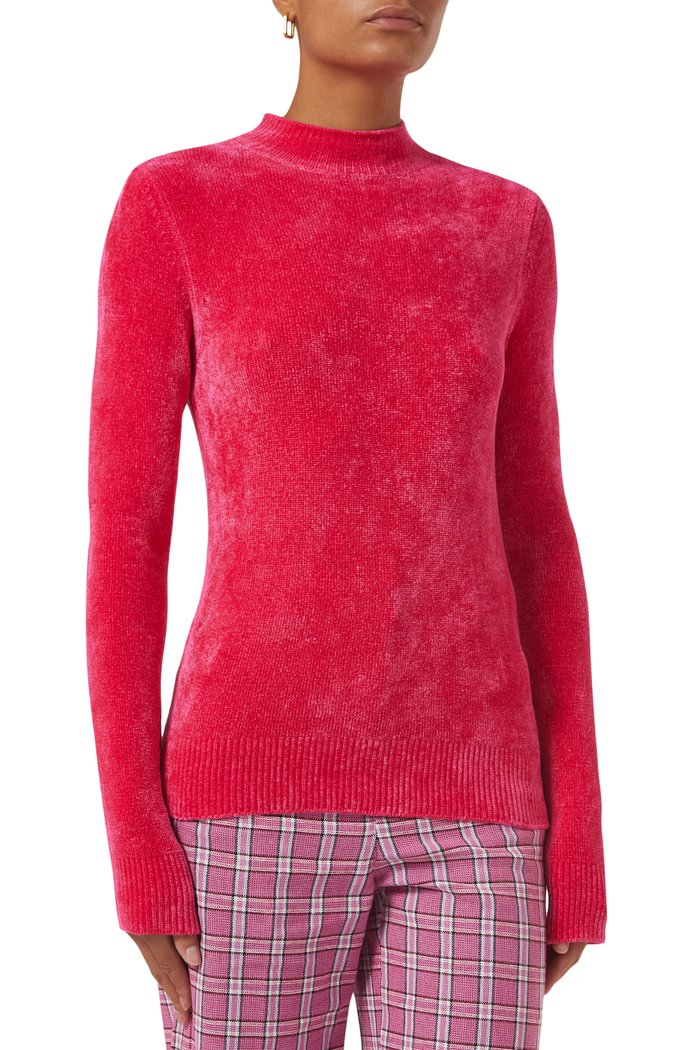 

Polo Neck Jumper in Chenille, Purple